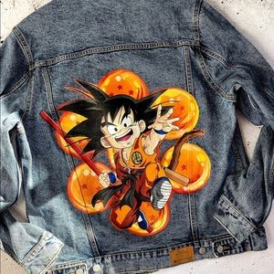 Dragonball goku and the 7 dragonballs custom jean jacket